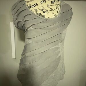 LC Lauren Conrad Light Gray Layered Blouse